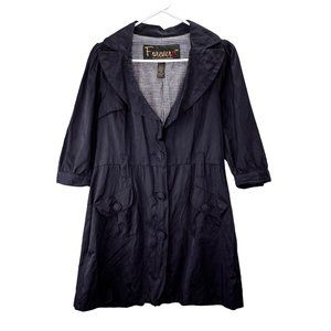 Vintage Forever 21 Trench Coat Jacket M Women Navy Blue Hand Picked Favorites
